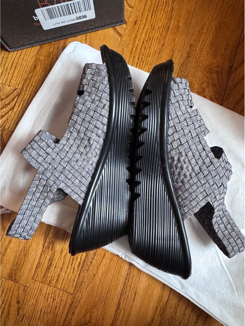 Bernie Mev. Grey Wedges View 2